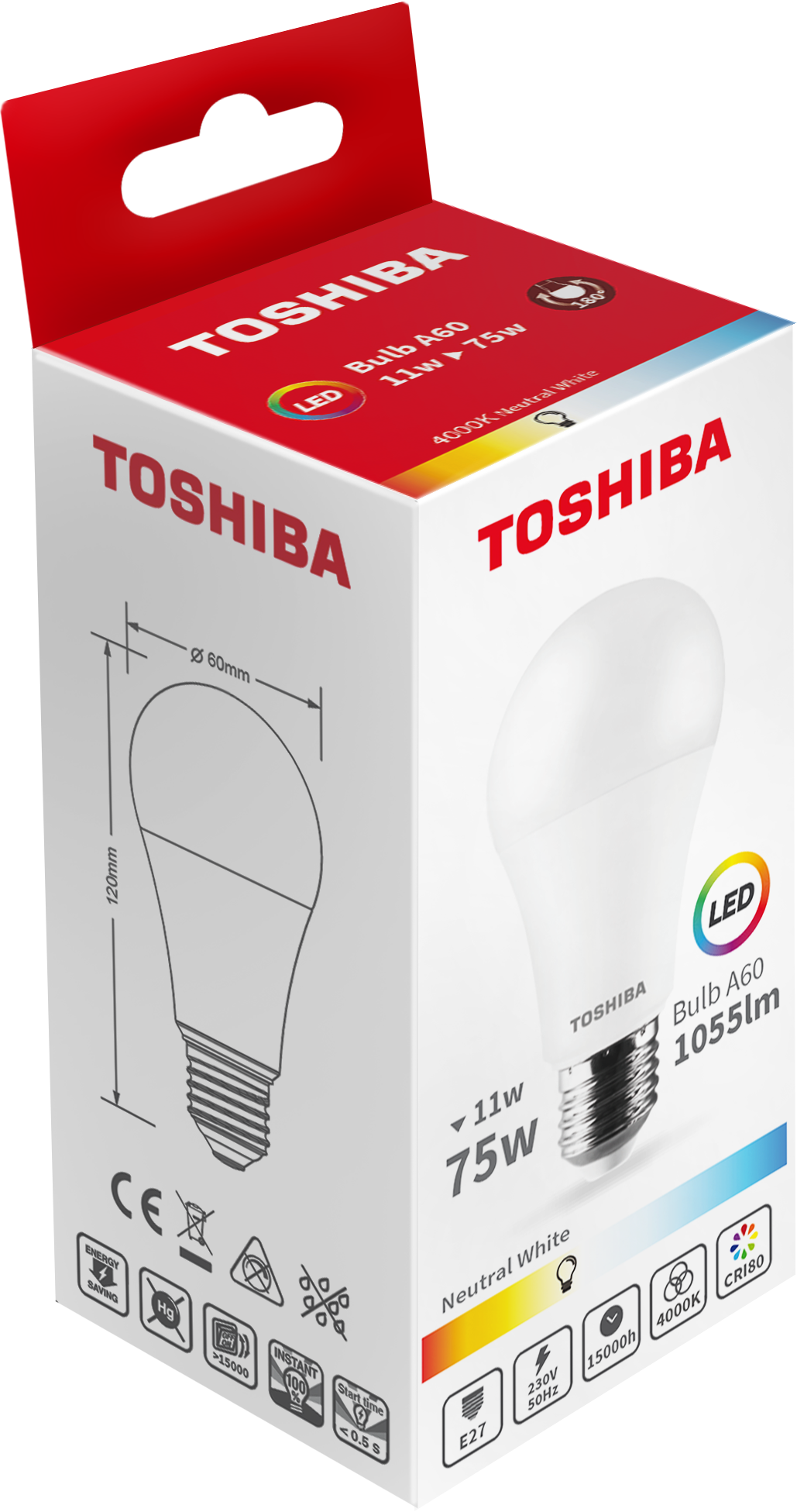 TOSHIBA LED A60 E27 11W 4000k