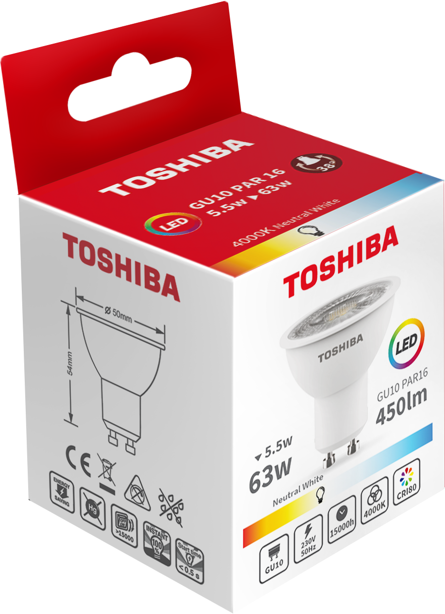 TOSHIBA LED GU10  5,5W 4000k