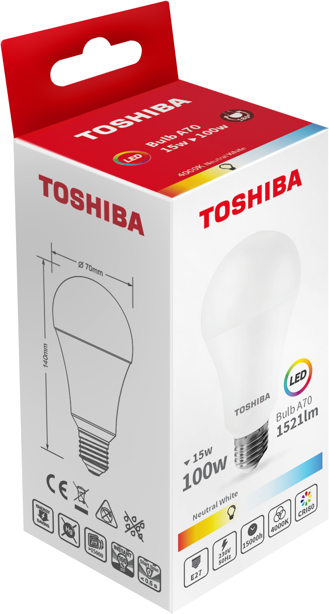 TOSHIBA LED A60 E27 15W 4000k
